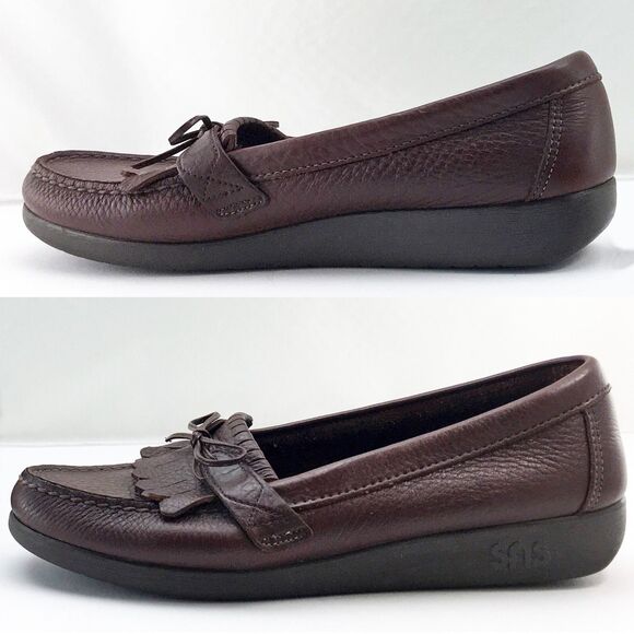 SAS Tripad Comfort Brown Leather Moccasin Toe Kiltie Loafers - Women's Size 10 S - Picture 2 of 8